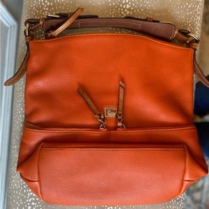 DOONEY AND BOURKE PEBBLED LEATHER TOTE BAG/PURSE: ORANGE: EXCELLENT CONDITION!